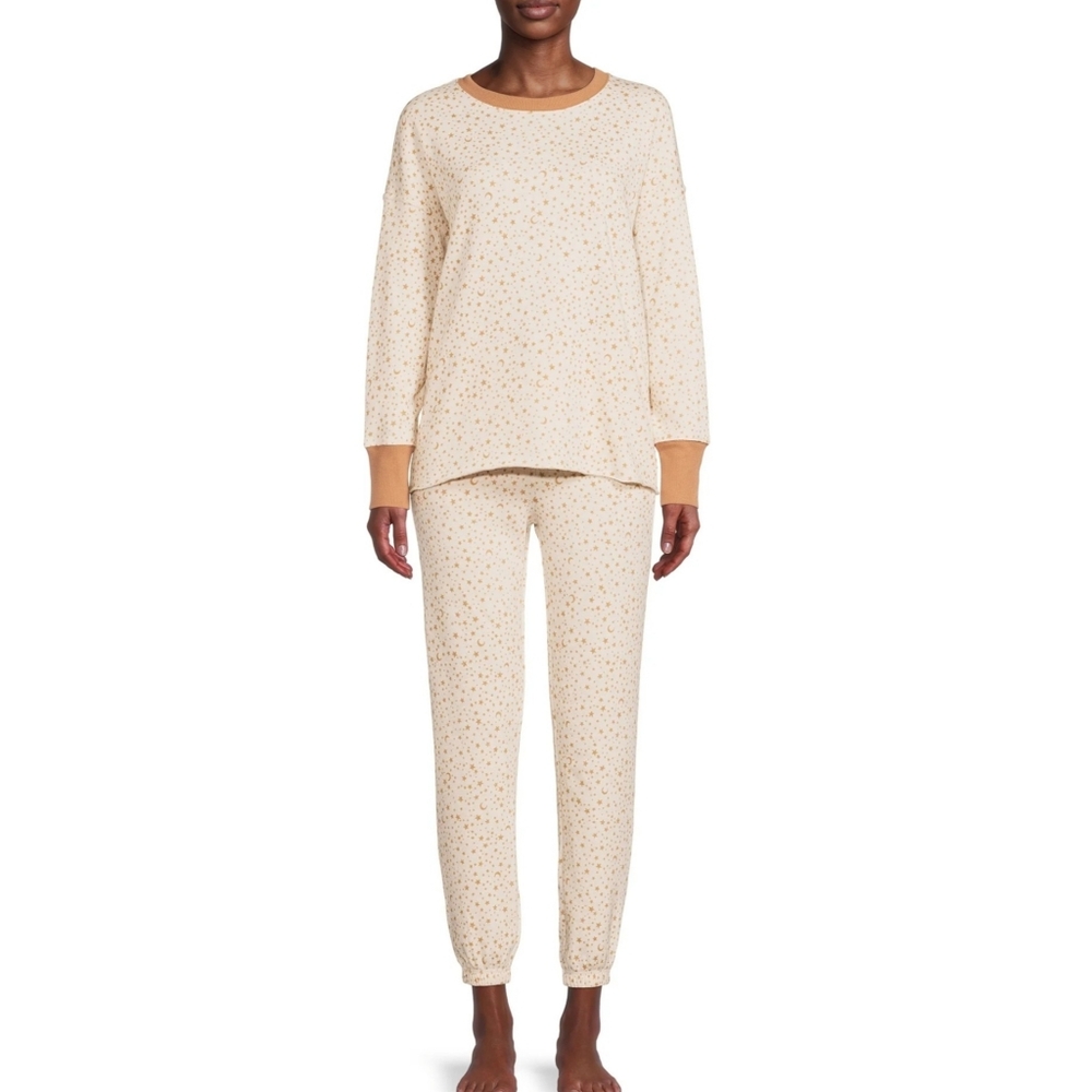 Secret Treasures Pj/lounge Set Cream & Gold Moon Stars Size M (8-10)
